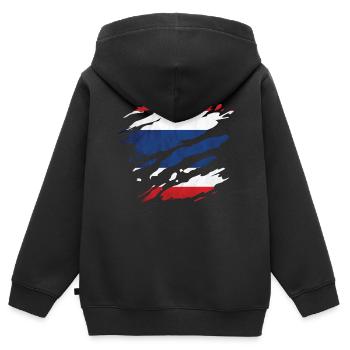 Thailand - Nationalfahne, Kratzer, Risse - Kinder Premium Organic Zip Hoodie - Schwarz - Hinten - AI Model Kid Male (0cm)
