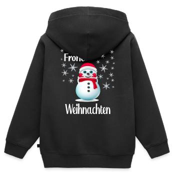 Frohe Weihnachten - Kinder Premium Organic Zip Hoodie - Schwarz - Hinten - AI Model Kid Male (0cm)
