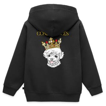 Dog with crown - Kids Premium Organic Zip-up Hoodie - black - Back - AI Model Kid Male (0cm)
