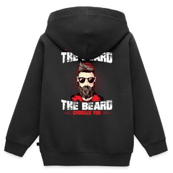 Bart Männer, Der Bart Wählt Dich Aus - Kinder Premium Organic Zip Hoodie - Schwarz - Hinten - AI Model Kid Male (0cm)