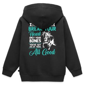 Pferde Werden Niemals Dein Herz Brechen - Kinder Premium Organic Zip Hoodie - Schwarz - Hinten - AI Model Kid Male (0cm)