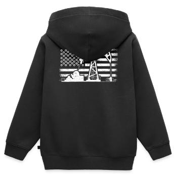 Champs pétrolifères américains, travailleurs des champs pétrolifères - Sweat Premium à capuche zippé enfant bio - noir - Dos - AI Model Kid Male (0cm)