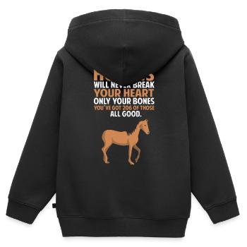 Pferde Werden Niemals Dein Herz Brechen - Kinder Premium Organic Zip Hoodie - Schwarz - Hinten - AI Model Kid Male (0cm)