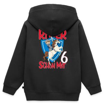 Ritter Geburtstagsmotiv 6 Jahre Jungen Geschenk - Kinder Premium Organic Zip Hoodie - Schwarz - Hinten - AI Model Kid Male (0cm)