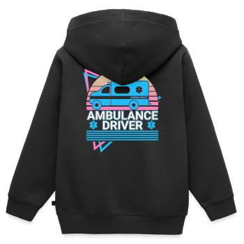Krankenwagenfahrer Retro - Kinder Premium Organic Zip Hoodie - Schwarz - Hinten - AI Model Kid Male (0cm)