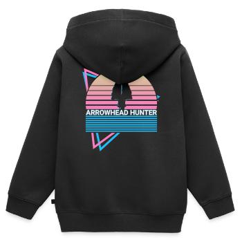 Arrowhead Hunter Rétro - Sweat Premium à capuche zippé enfant bio - noir - Dos - AI Model Kid Male (0cm)