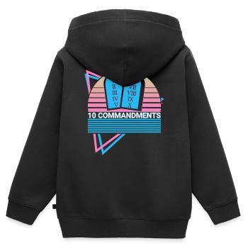 10 Commandements Christianisme Rétro - Sweat Premium à capuche zippé enfant bio - noir - Dos - AI Model Kid Male (0cm)