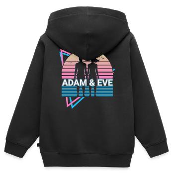 Adam et Eve Christianisme Rétro - Sweat Premium à capuche zippé enfant bio - noir - Dos - AI Model Kid Male (0cm)
