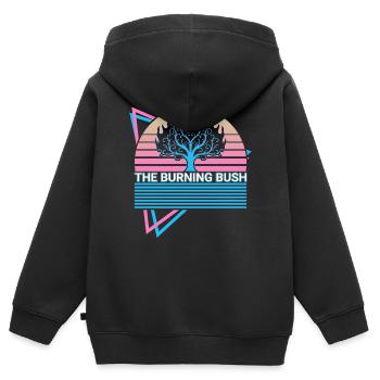 L’exode de Burning Thorn Bush Chrétien chrétien - Sweat Premium à capuche zippé enfant bio - noir - Dos - AI Model Kid Male (0cm)
