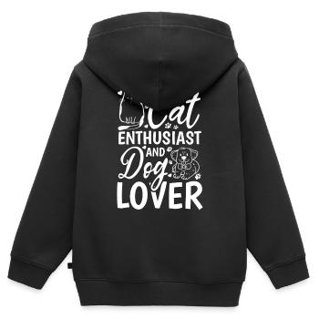 Katzenliebhaber und Hundeliebhaber - Kinder Premium Organic Zip Hoodie - Schwarz - Hinten - AI Model Kid Male (0cm)