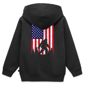 Amerika USA Flagge Bigfoot Mythos - Kinder Premium Organic Zip Hoodie - Schwarz - Hinten - AI Model Kid Male (0cm)