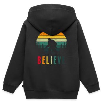 Retro Glaube Bigfoot - Kinder Premium Organic Zip Hoodie - Schwarz - Hinten - AI Model Kid Male (0cm)