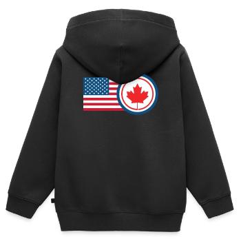 Kanada USA Fahne Herkunft - Kinder Premium Organic Zip Hoodie - Schwarz - Hinten - AI Model Kid Male (0cm)
