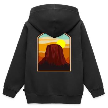 Devils Tower National Monument - Kinder Premium Organic Zip Hoodie - Schwarz - Hinten - AI Model Kid Male (0cm)