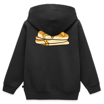 Crêpes - sirop d’érable et beurre - Sweat Premium à capuche zippé enfant bio - noir - Dos - AI Model Kid Male (0cm)