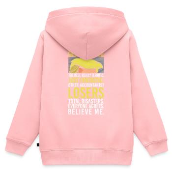 Comptable Comptable Comptable Comptabilité - Sweat Premium à capuche zippé enfant bio - rose - Dos - AI Model Kid Female (0cm)