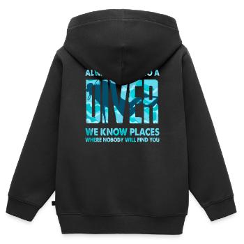 Plongeur Instructeur Plongée - Sweat Premium à capuche zippé enfant bio - noir - Dos - AI Model Kid Male (0cm)