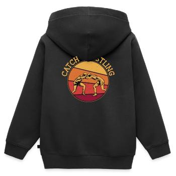 Catch Catch Lutteur Combat Grappling Rétro - Sweat Premium à capuche zippé enfant bio - noir - Dos - AI Model Kid Male (0cm)