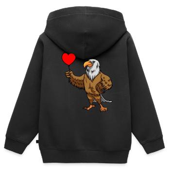 Eagle Bird Balloon Heart Wildlife Kids Child - Kids Premium Organic Zip-up Hoodie - black - Back - AI Model Kid Male (0cm)