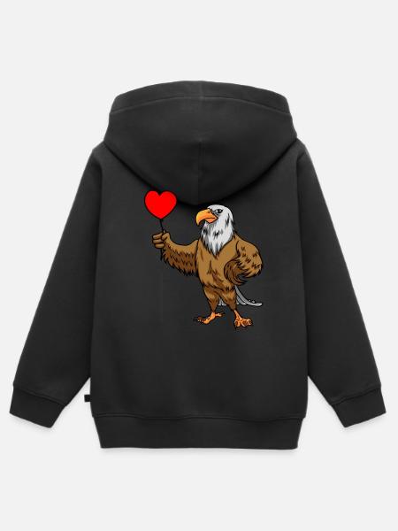 Eagle Bird Balloon Hart Wildlife Kids Kind - Kinder Premium zip hoodie biologisch - zwart