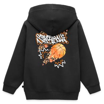 Streetball-Design, Basketball, Graffiti-Streetball - Kinder Premium Organic Zip Hoodie - Schwarz - Hinten - AI Model Kid Male (0cm)