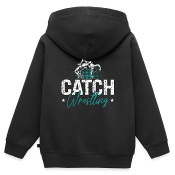 Catch Wrestling Training Wrestler Fight Grappling - Sweat Premium à capuche zippé enfant bio - noir - Dos - AI Model Kid Male (0cm)