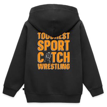 Catch Wrestling Toughest Sport Wrestler Grappling - Sweat Premium à capuche zippé enfant bio - noir - Dos - AI Model Kid Male (0cm)