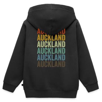 Auckland Neuseeland Retro Vintage - Kinder Premium Organic Zip Hoodie - Schwarz - Hinten - AI Model Kid Male (0cm)