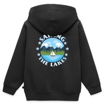Marin, voilier, dériveur, drôle de dicton - Sweat Premium à capuche zippé enfant bio - noir - Dos - AI Model Kid Male (0cm)