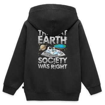 The Flat Earth Society Was Right - Kinder Premium Organic Zip Hoodie - Schwarz - Hinten - AI Model Kid Male (0cm)