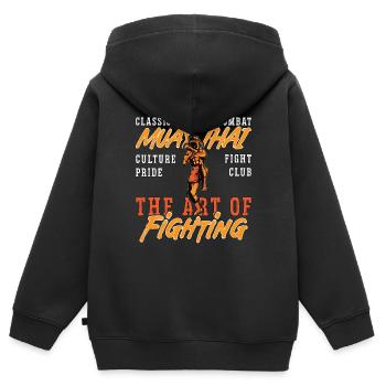 Muay Thai Classic Martial Combat Fighter Boxing - Kinder Premium Organic Zip Hoodie - Schwarz - Hinten - AI Model Kid Male (0cm)
