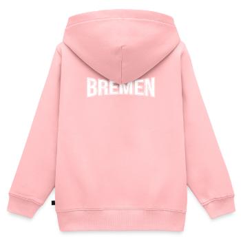 Brême - Sweat Premium à capuche zippé enfant bio - rose - Dos - AI Model Kid Female (0cm)
