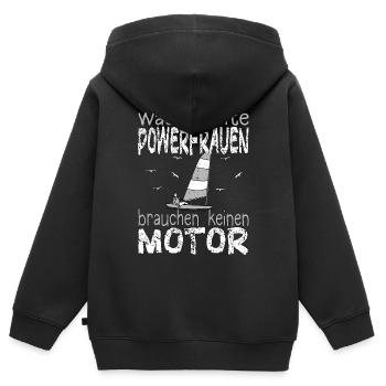 Frau Dame Jolle Jollen Jollensegeln Segler Segeln - Kinder Premium Organic Zip Hoodie - Schwarz - Hinten - AI Model Kid Male (0cm)