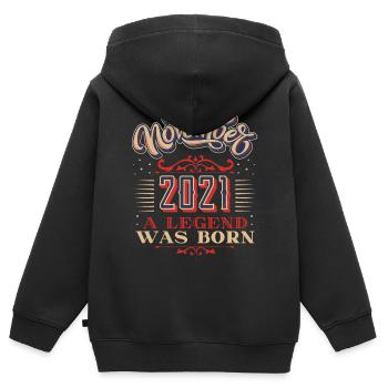 2021, Birthday, November 2021, 11.2021, 11-2021 - Kids Premium Organic Zip-up Hoodie - black - Back - AI Model Kid Male (0cm)