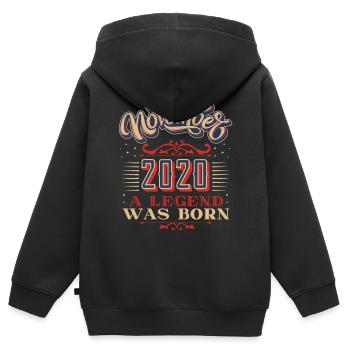 Anniversaire 2020, novembre-2020, 11-2020 - Sweat Premium à capuche zippé enfant bio - noir - Dos - AI Model Kid Male (0cm)