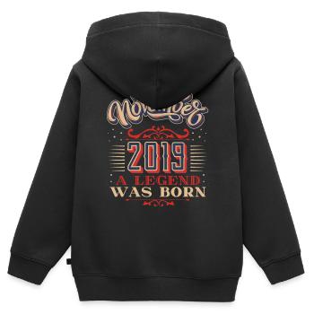 2019, Anniversaire, novembre 2019, 11.2019, 11-2019 - Sweat Premium à capuche zippé enfant bio - noir - Dos - AI Model Kid Male (0cm)