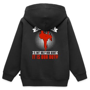 Taekwondo Self Defense Fighter Fight Sport Karaté - Sweat Premium à capuche zippé enfant bio - noir - Dos - AI Model Kid Male (0cm)