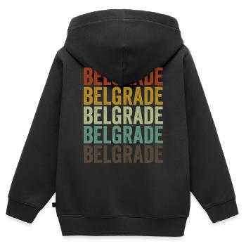 Belgrade Serbie Rétro Vintage - Sweat Premium à capuche zippé enfant bio - noir - Dos - AI Model Kid Male (0cm)
