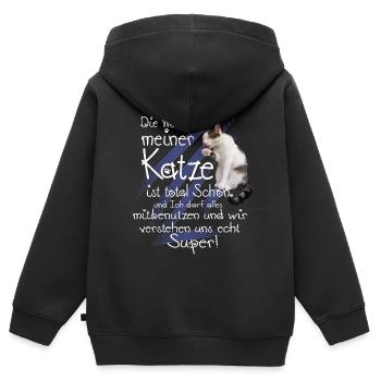 Katzen Wohnung - Kinder Premium Organic Zip Hoodie - Schwarz - Hinten - AI Model Kid Male (0cm)