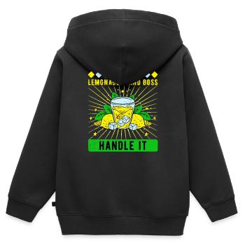 Stand de limonade Vendeur de limonade - Sweat Premium à capuche zippé enfant bio - noir - Dos - AI Model Kid Male (0cm)