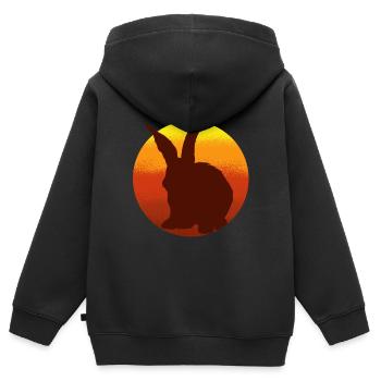 Lapin Tshirt Enfants Vintage Rammler Lapin - Sweat Premium à capuche zippé enfant bio - noir - Dos - AI Model Kid Male (0cm)