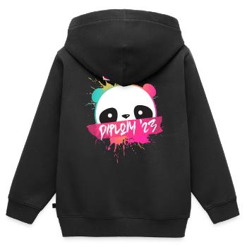 Diplom '23 Motto mit Panda - Diplom Abschluss 2023 - Kinder Premium Organic Zip Hoodie - Schwarz - Hinten - AI Model Kid Male (0cm)