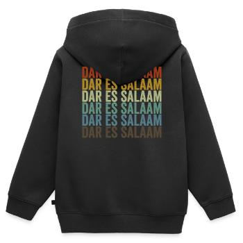 Dar es Salaam Tanzanie Rétro Vintage - Sweat Premium à capuche zippé enfant bio - noir - Dos - AI Model Kid Male (0cm)