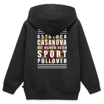 Ostblock Casanova Sport Pullover - Kinder Premium Organic Zip Hoodie - Schwarz - Hinten - AI Model Kid Male (0cm)
