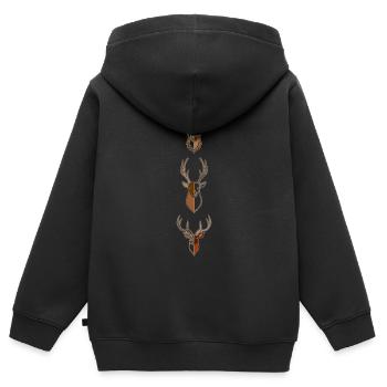 Three Grey Deer - Forest Animal Graphic Design - Kids Premium Organic Zip-up Hoodie - black - Back - AI Model Kid Male (0cm)