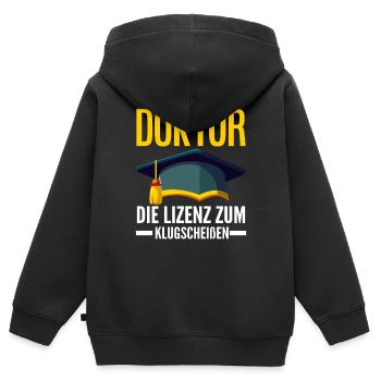 Doktortitel Abschluss - Kinder Premium Organic Zip Hoodie - Schwarz - Hinten - AI Model Kid Male (0cm)