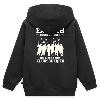 Doktortitel Bachelortitel Master Abschluss - Kinder Premium Organic Zip Hoodie - Schwarz - Hinten - AI Model Kid Male (0cm)