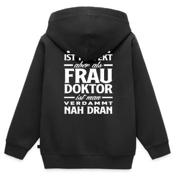 Doktortitel Frau Doktor Abschluss - Kinder Premium Organic Zip Hoodie - Schwarz - Hinten - AI Model Kid Male (0cm)