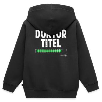 Doktortitel Lädt - Kinder Premium Organic Zip Hoodie - Schwarz - Hinten - AI Model Kid Male (0cm)