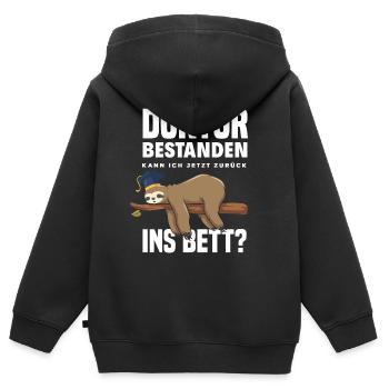 Doktortitel Faultier Müde Geschenk - Kinder Premium Organic Zip Hoodie - Schwarz - Hinten - AI Model Kid Male (0cm)